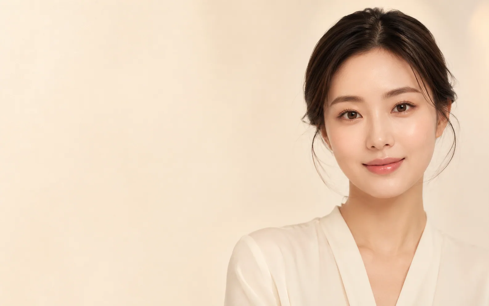 自然韓系妝容女性的臉部與雙眼近照